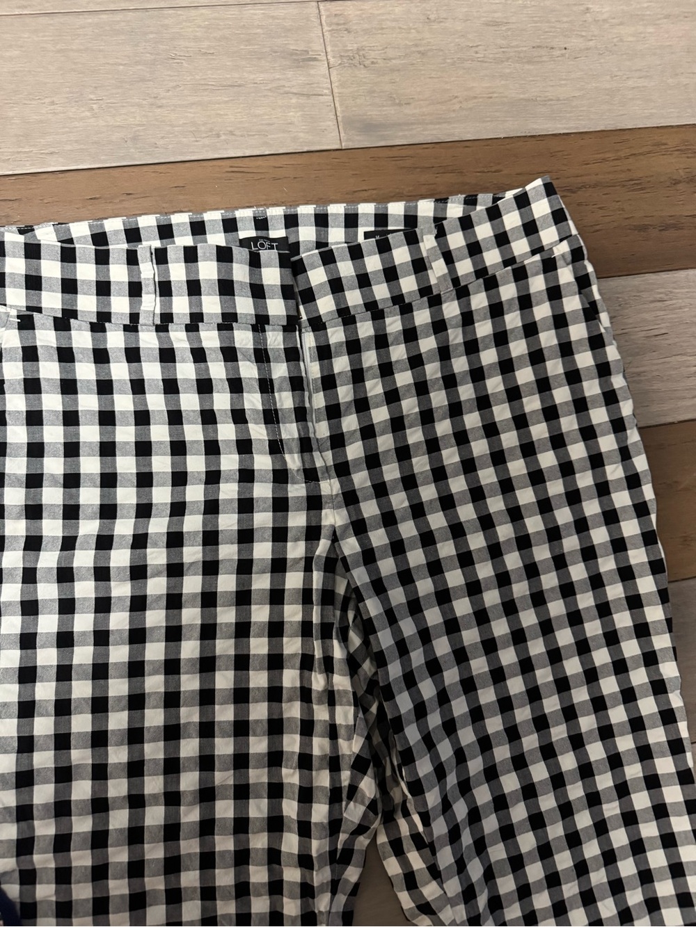 LOFT Black and White Gingham Pants
